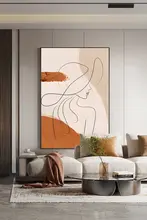 女性抽象線画 モダンデザイン 壁掛けアート【リビング用・ソファ背景】