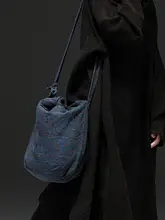 植物染めのレトロ花柄ショルダーバッグ【ダブルレイヤー・おしゃれ・斜め掛け対応】（セットアップ対応）