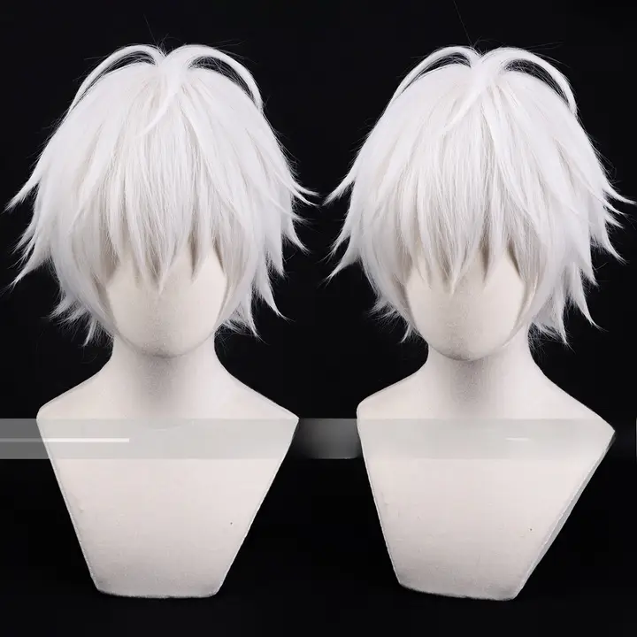 コスプレ用 白色反翘ウィッグ【催眠麦克フォンスタイル】