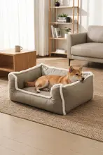 洗える犬用ソファ型ペットベッド【冬用・耐久性・四季対応】（セットアップ対応）