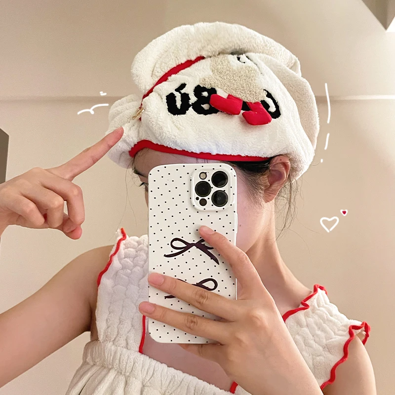 可愛いバスタオルとドライヘアキャップ：吸水速乾で秋冬に最適な3点セット
