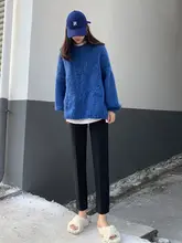 高腰毛織りパンツ【スリムフィット・カジュアル・レトロデザイン・九分丈】（セットアップ対応）