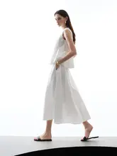 タックプリーツデザインのブラウス【フレンチスタイル・半身スカート・ロング】（セットアップ対応）