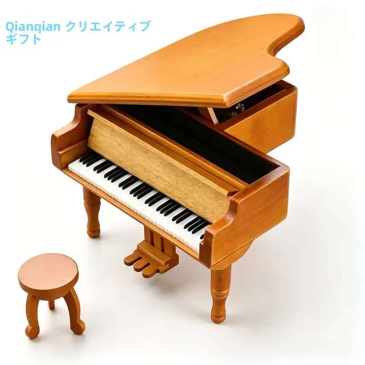 木製トライアングルピアノのオルゴール【音楽ボックス・誕生日・バレンタインギフト】