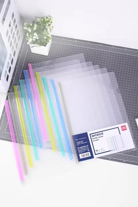 50個入り デリ 効率的なクリアファイル【A4/A3サイズ・プラスチック・リボン付き・背幅5/8/10/15mm・オフィス用】