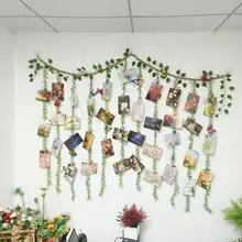 麻ひもと造花のフォトディスプレイ【インテリア装飾・壁掛けタイプ】