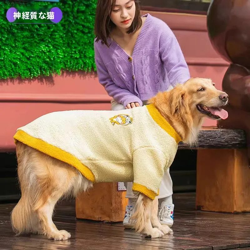 秋冬用ペット服｜カートゥーンデザインのフリースジャケット【中大型犬用】