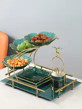 おしゃれなガラス製フルーツ皿【多層・リビング用・お菓子やドライフルーツ用】（セットアップ対応）