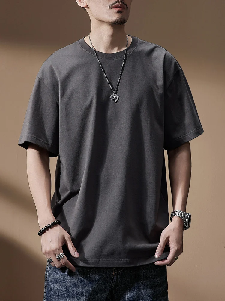 ハイエンド無地ベーシック半袖Tシャツ 夏：長绒棉100%で通気性と快適性を実現