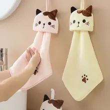 可愛い猫デザインの掛け式タオル【刺繍・キッチン・バスルーム使用】