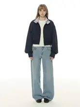 リバーシブルデザインの短丈ジャケット【春秋用・ハイネック・長袖・女性用】