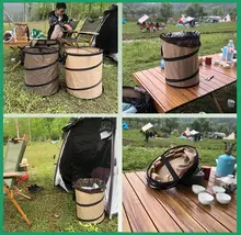 アウトドア用折りたたみゴミ箱【キャンプ・持ち運び便利・大容量・オックスフォード布製】