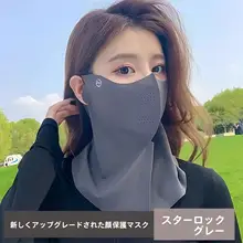 夏用防紫外線フェイスマスク【通気性・首までカバー・冷感アイスシルク】