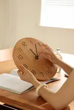 無垢材の壁掛け時計【チェリーウッド・ウォールナット・シンプルデザイン・丸型】