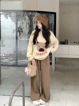 小熊柄ニットセーター【秋冬用・優雅なデザイン・ゆったりシルエット】（セットアップ対応）