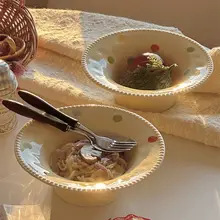 カラフルなドットデザインの深皿【陶器製・フルーツボウル・家庭用】