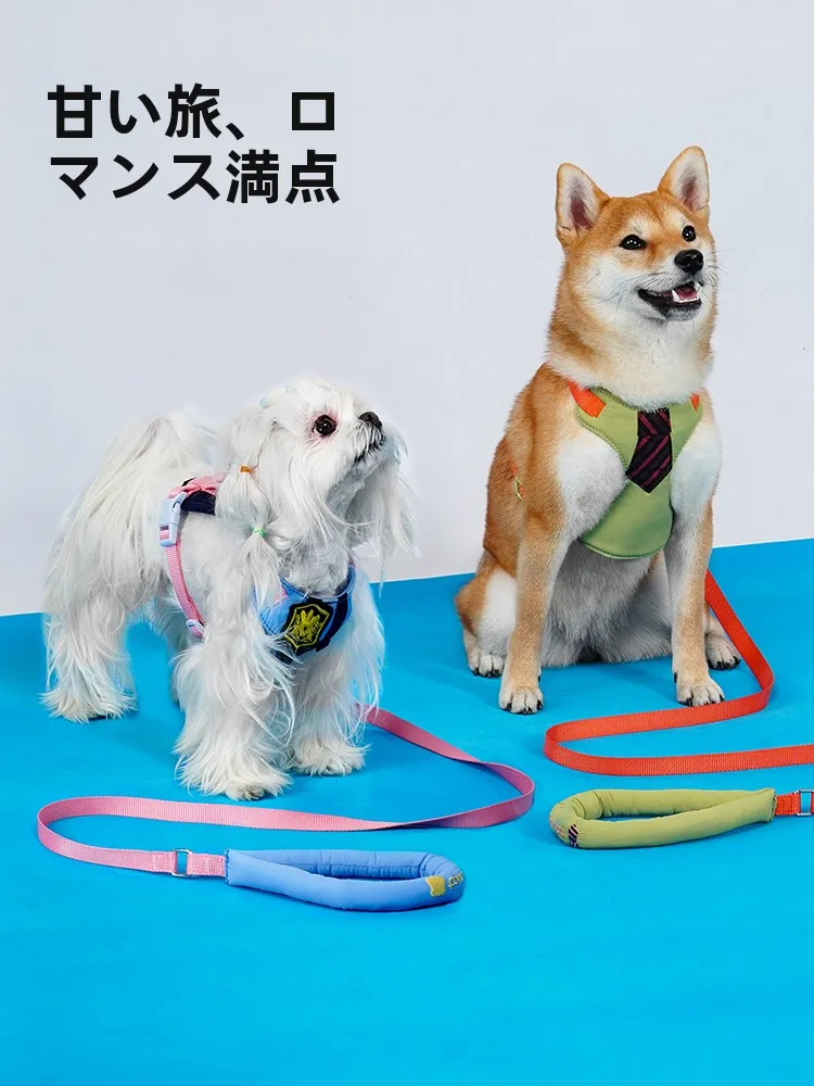 かわいい狐とウサギデザインの中小型犬用ハーネス：胸掛けリード付きで散歩が楽になる