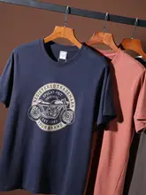 春夏用 ユニセックスモータープリント半袖Tシャツ【コットン・ウォッシャブル・柔らかい】