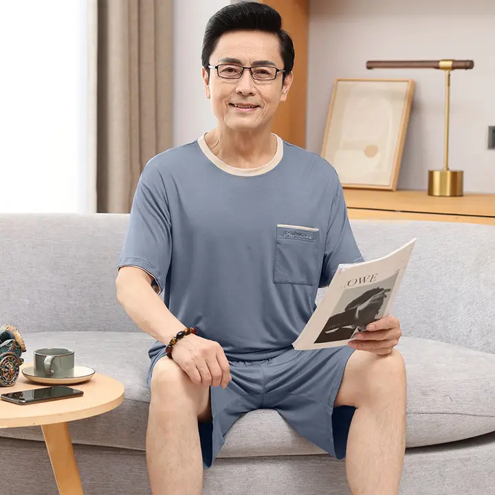 涼感タイプのモダール素材 メンズパジャマ【春秋用・大きいサイズ・ホームウェア】（セットアップ対応）