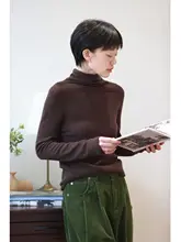 極上の柔らかさのシームレス高襟ニットトップ【ウール・秋冬用】
