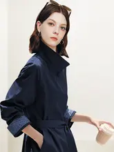 バイカラーの中長丈コート【リーダウン・ウエストリボン・秋冬対応】