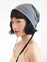 春夏用 チェック柄のキャップ【女性用・頭が小さく見えるデザイン・カジュアルスタイル】