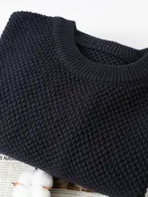 男性用 濃紺色 クルーネックニットセーター【アメリカンスタイル・ゆったりシルエット・カジュアル】