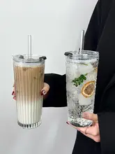 ガスタンブラー 大容量 蓋付き ストロー付き おしゃれ 家庭用 オフィス ドリンク用 コーヒー アイスコーヒー カフェラテ