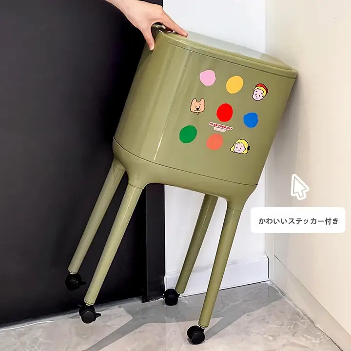 スタイリッシュなキッチン用高脚ゴミ箱【蓋付き・防臭設計・ハンズフリー】