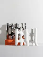 花瓶 ドライフラワー用 セラミック 陶器 フェンスデザイン モダン おしゃれ リビング インテリア オブジェ