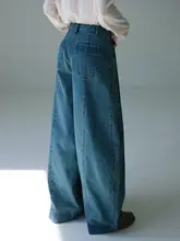 民族風キルティングデザイン！デニムジャケットとハイウエストロールアップパンツ（セットアップ対応）