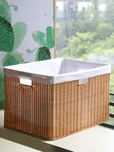 衣類収納バスケット【布付き・大容量・クローゼット用・カゴ型デザイン】