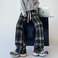 ヴィンテージチェックパターンのフレアパンツ【秋冬用・裏起毛・フィット】（セットアップ対応）