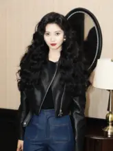 TAIYANG レトロデザインのショートレザージャケット【ダークブラウン・バイクスタイル・女性用】