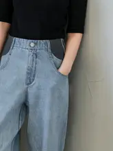 春夏用ストレートデザインデニムパンツ【フィット・ウエストゴム・ワイドレッグ】（セットアップ対応）