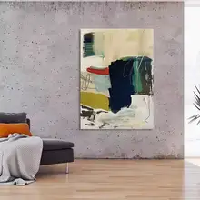 手描き油彩の後現代風シンプル抽象アートパネル【リビング・廊下・エントランス用】