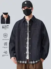 洗い加工デニムジャケット メンズ【チェックシャツ風・春秋用・襟付き】（セットアップ対応）