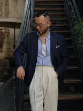 秋春用 イタリアンスタイルのフィットデニムジャケット【レトロデザイン・紳士用】
