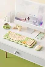抹茶風デザインの無線キーボード＆マウス【充電式・女性向け・ノートパソコン用】（セットアップ対応）