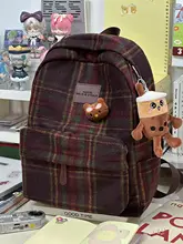 秋冬用レトロ英国調チェック柄リュック【学生用・カジュアル旅行用】