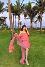ワンピース【夏用・フリル・ピンク・ルーズフィット・Aライン】（セットアップ対応）