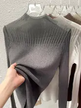 高級レースメッシュハイネックウールインナートップス【長袖・ニット・秋冬用】