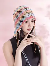 手作り可愛いビーズ付きレース編み帽子材料キット（セットアップ対応）