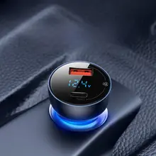 Baseus 車載充電器 シガーソケット変換アダプタ【デジタル表示・2ポート・65W・急速充電】