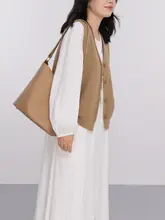 小柄向けVネックニットベストカーディガン【レディース・無地・アウター】