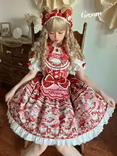 ストロベリー柄のロリタデザインドレス【ストライプ・クマモチーフ】