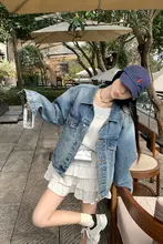 レトロ風ブルージーンズジャケット【春秋用・ゆったり・女性用】