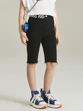 女児用 夏用 カジュアル スリムフィット 半袖デニムパンツ【ショートパンツ・多用途】