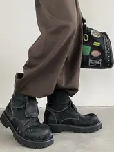 秋冬用 レトロ 厚底 メンズマーチンブーツ【革新的な折り返しデ ザイン・アウトドア・バイカースタイル・ハイカット】