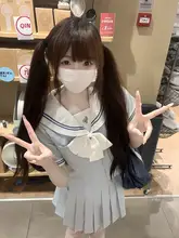 可愛いデザイン！海塩ウサギのウエストシェイプJK制服セーラー服【短袖・夏用】（セットアップ対応）